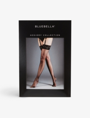 BLUEBELLA: Floral-lace semi-sheer stretch-woven stockings
