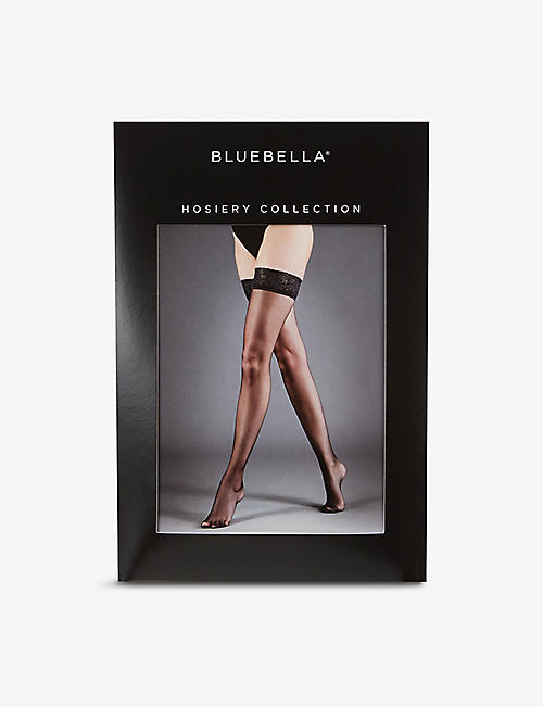 BLUEBELLA: Floral-lace semi-sheer stretch-woven hold-ups