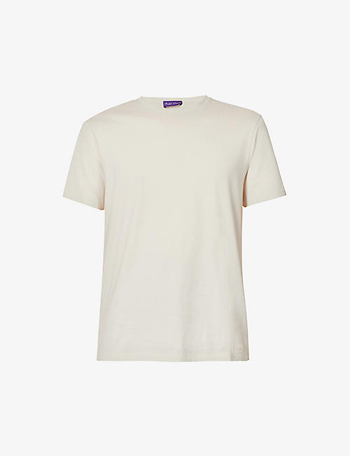 RALPH LAUREN PURPLE LABEL: Embroidered short-sleeved cotton T-shirt