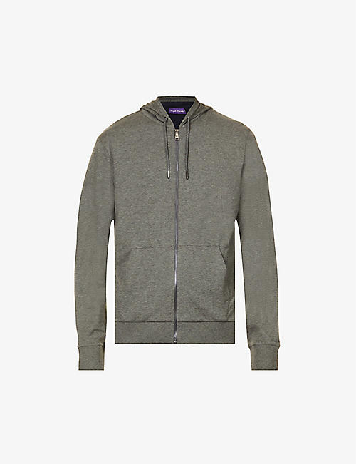 RALPH LAUREN PURPLE LABEL: Logo-embroidered relaxed-fit cotton-jersey hoody