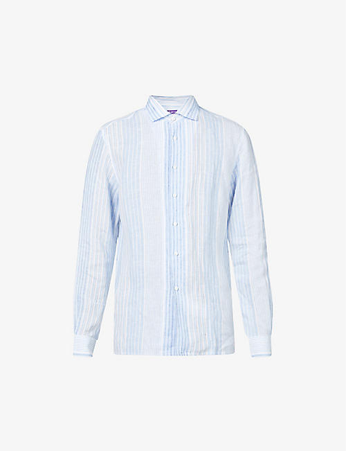RALPH LAUREN PURPLE LABEL: Striped regular-fit linen shirt