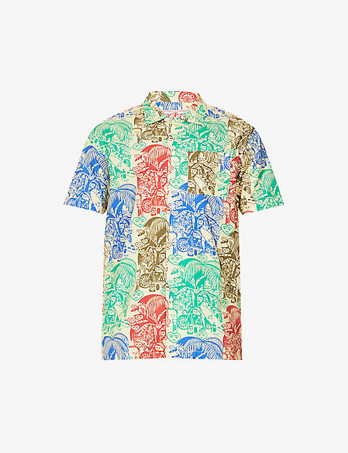 MAMI WATA: Motorbike graphic-pattern relaxed-fit cotton-poplin shirt