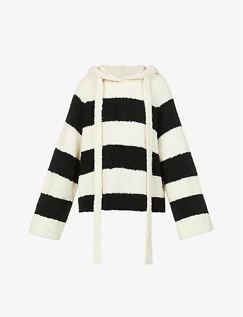 PETAR PETROV: Stripe hooded cashmere, alpaca and silk-wool blend jumper