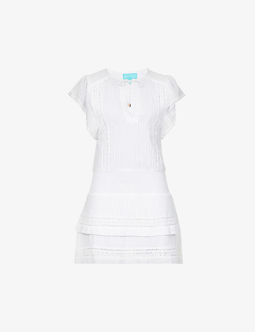 MELISSA ODABASH: Georgie tiered-hem cotton-mini dress
