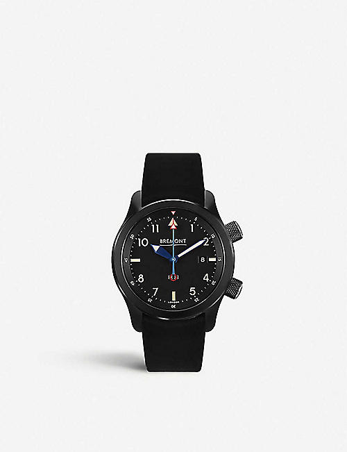 BREMONT: U-2/51-JET U2 stainless steel and leather automatic watch