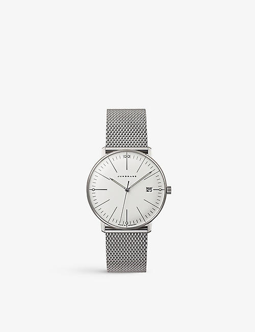 JUNGHANS: 47/4250.48 Max Bill Damen stainless-steel and leather quartz watch
