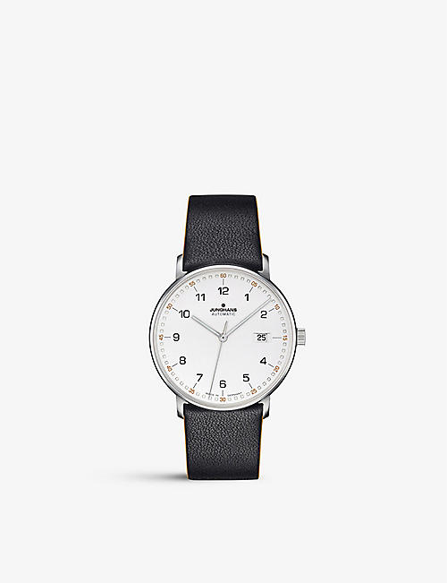 JUNGHANS: 27/4731.00 FORM stainless-steel and leather quartz watch