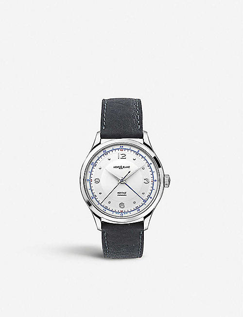 MONTBLANC: 119948 Heritage stainless steel and leather automatic watch