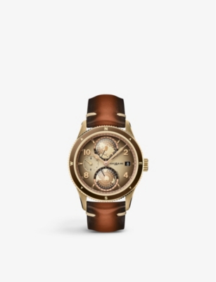 Montblanc 1858 Geosphere Limited Edition Automatic 42mm Bronze And Leather Watch, Ref. No. 128504 In Gold