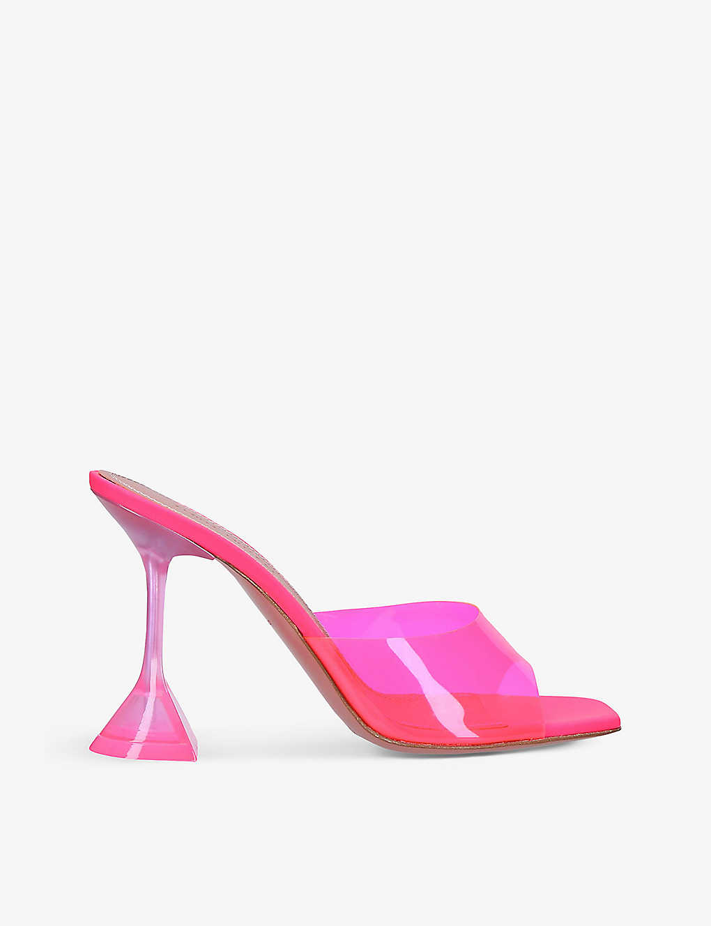 Amina Muaddi Womens Fuchsia Lupita Glass Square-toe Pvc Heeled Mules In Pink