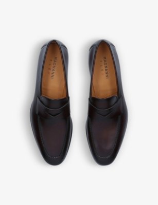 Shop Magnanni Delos Almond-toe Suede Loafers In Mid Brown