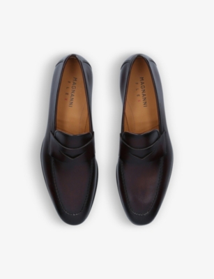 Magnanni Delos Almond-toe Suede Loafers In Mid Brown