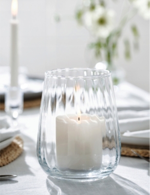 THE WHITE COMPANY: Optic crystal-glass candle holder 16cm