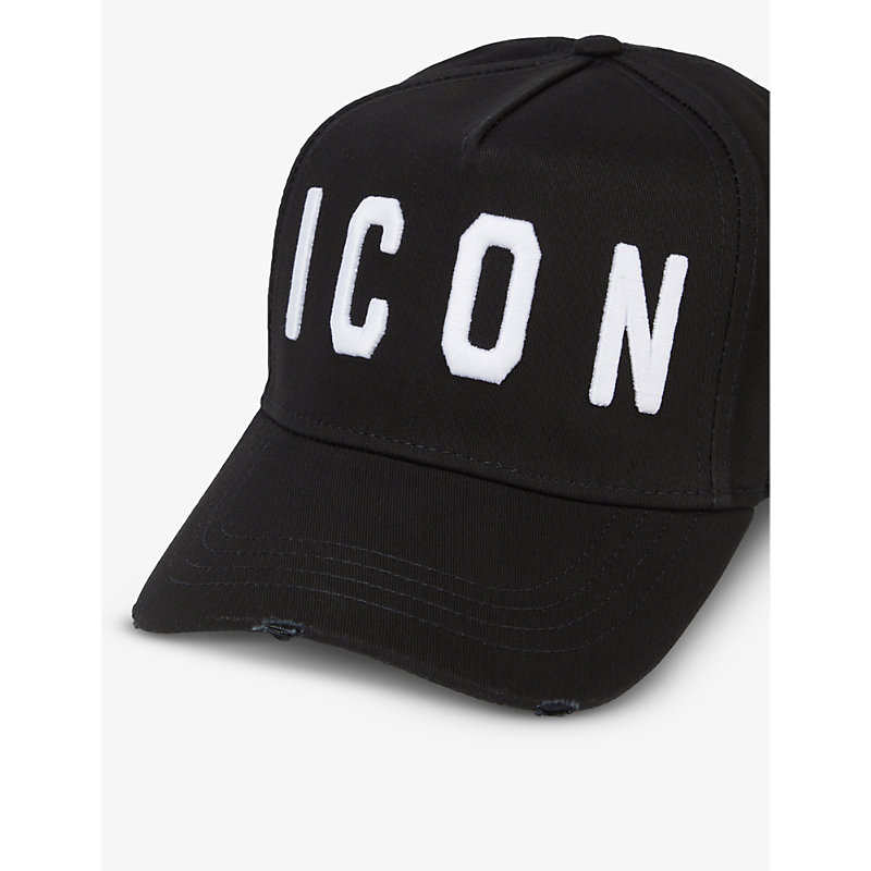 Shop Dsquared2 Acc Icon-embroidered Cotton Baseball Cap In Black/white