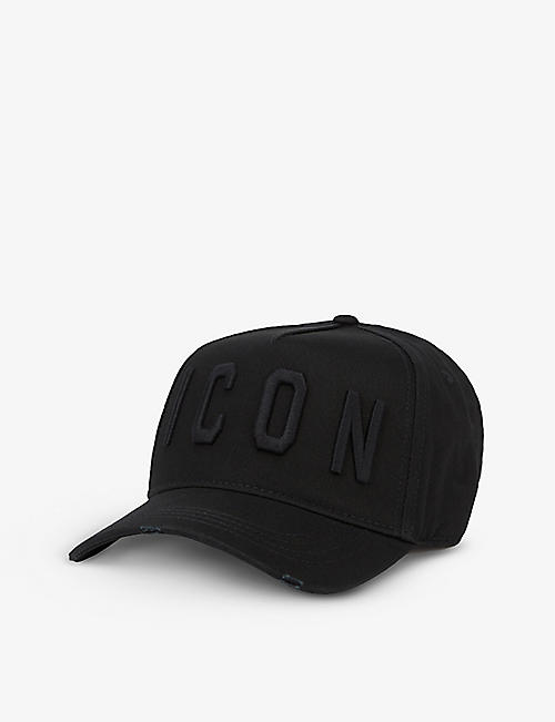 for Men DSquared² Logo-embroidery Cotton Cap in Black Yellow Black Mens Accessories Hats 
