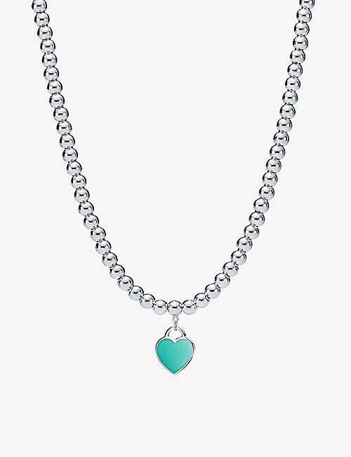 TIFFANY & CO: Return to Tiffany sterling-silver and enamel bead necklace