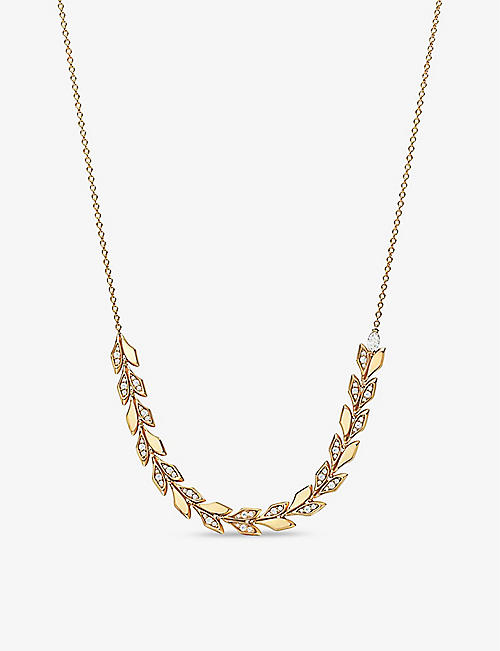 TIFFANY & CO: Tiffany Victoria® Vine 18ct yellow-gold 0.52ct marquise and round-cut diamond necklace