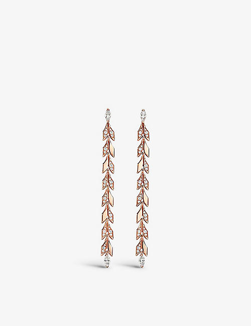 TIFFANY & CO: Tiffany Victoria® Vine 18ct rose-gold 0.99ct marquise and round-cut diamond earrings
