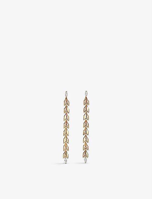 TIFFANY & CO: Tiffany Victoria® Vine 18K 黄金和 0.99 克拉马眼形和圆形切割钻石耳环