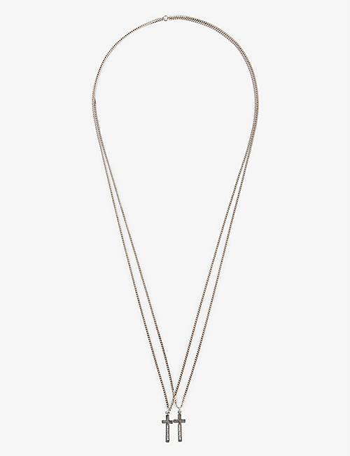 DSQUARED2 ACC: Double Cross silver-toned brass necklace