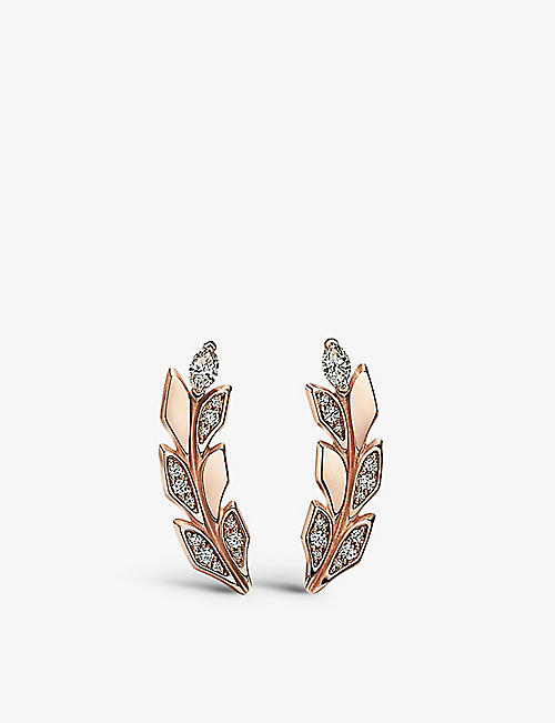 TIFFANY & CO: Tiffany Victoria® Vine 18ct rose-gold 0.33ct marquise and round-cut diamond earrings