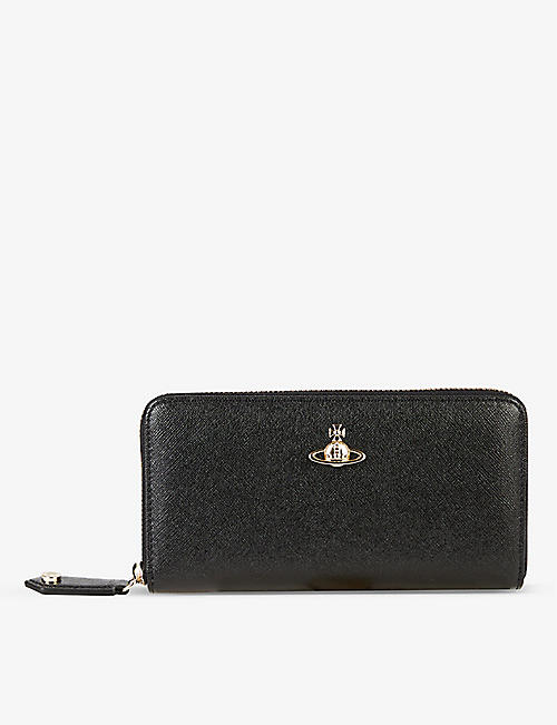 VIVIENNE WESTWOOD: Victoria orb-logo zip-around leather wallet