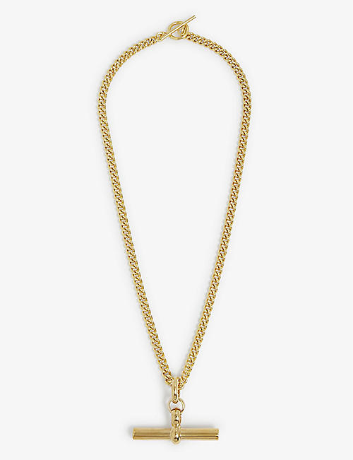 TILLY SVEAAS: Giant T-bar 18ct gold-plated sterling-silver chain necklace