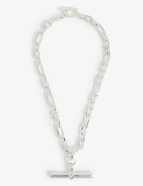 TILLY SVEAAS: T-bar giant sterling silver-plated bronze necklace