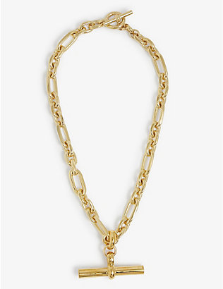 TILLY SVEAAS: T-bar giant 18ct gold-plated bronze chain necklace