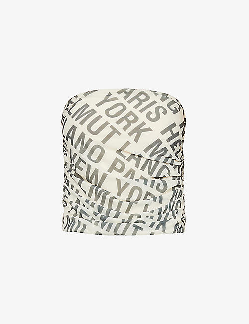 HELMUT LANG: Logo-print fitted mesh top