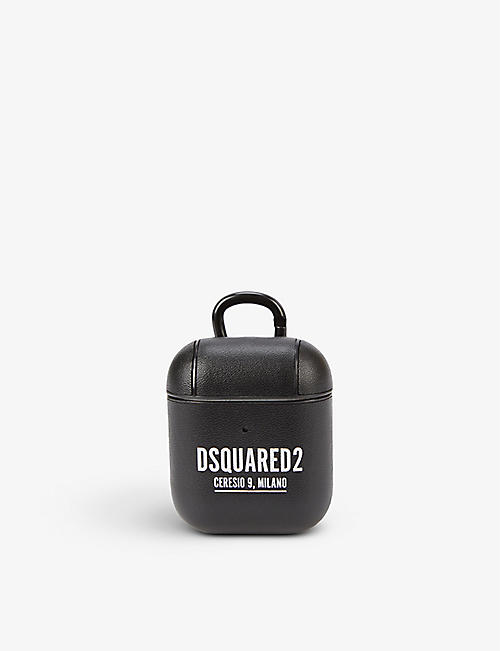 DSQUARED2: Logo-print faux-leather AirPods case