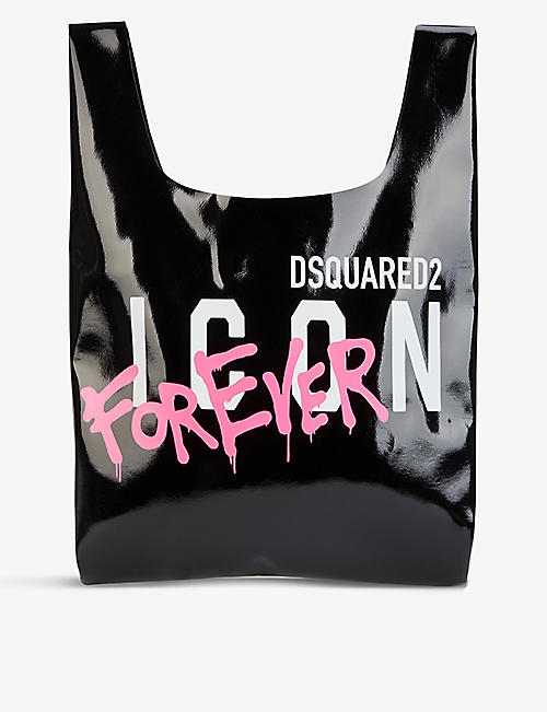 DSQUARED2 ACC: Graffiti Icon Forever leather tote bag