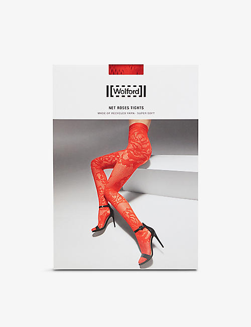 WOLFORD: Net Roses stretch-woven tights