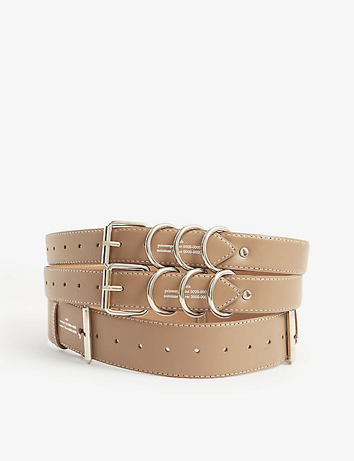 ROKH: Foil-branded ring-embellished leather belt
