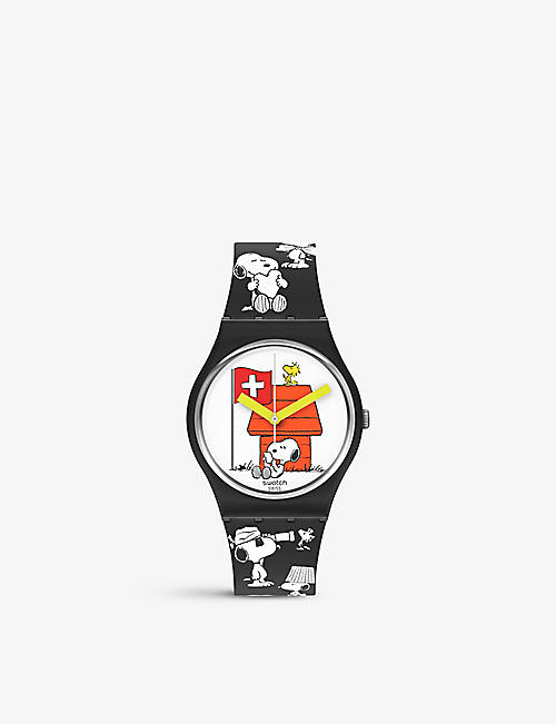 SWATCH: Swatch x Peanuts SO28Z107 Grande Bracchetto bio-sourced silicone quartz watch