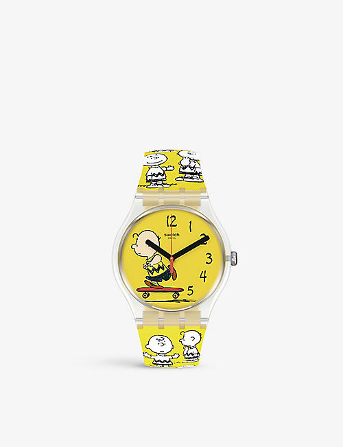 SWATCH: Swatch x Peanuts SO29Z101 Pow Wow bio-sourced silicone quartz watch