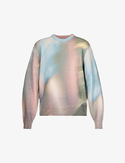 STUSSY: Motion gradient-print knitted jumper