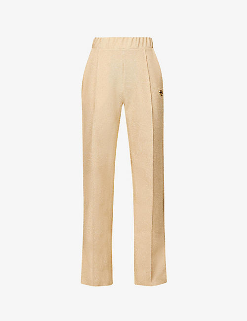 ODOLLS COLLECTION: Zain metallic wide-leg high-rise stretch-woven trousers