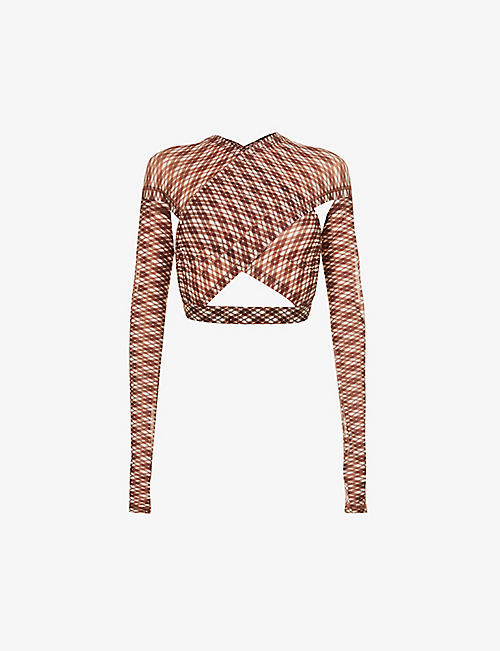 KNWLS: Anti checked stretch-woven top