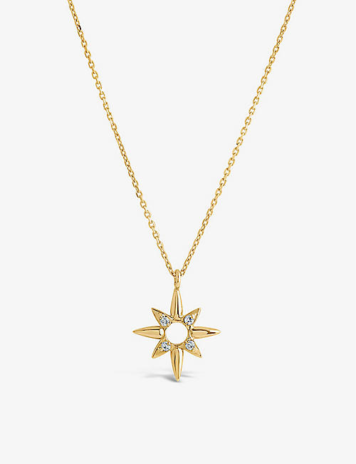 THE ALKEMISTRY: Dinny Hall Sunbeam Edith small 14ct yellow-gold and 0.06ct diamond pendant necklace
