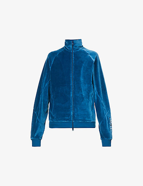 KENZO: High-neck logo-embroidered velour tracksuit jacket