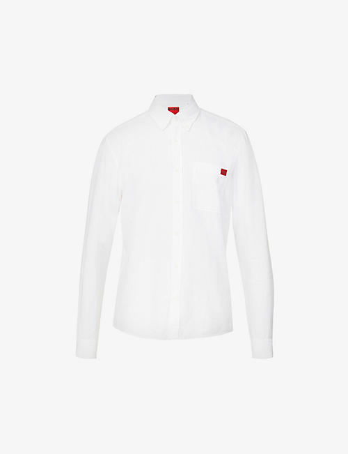 HUGO: Leisure logo-print slim-fit cotton shirt