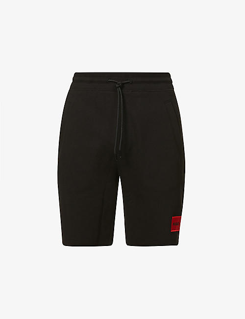 HUGO: Logo-patch relaxed-fit cotton-jersey shorts