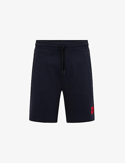 HUGO: Logo-patch relaxed-fit cotton-jersey shorts