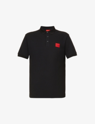 HUGO Logo patch cotton piqu polo shirt Selfridges