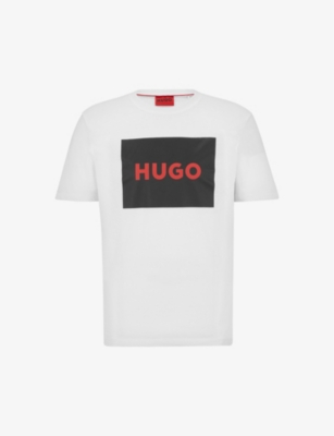 Hugo Mens Open White Logo-print Cotton-jersey T-shirt