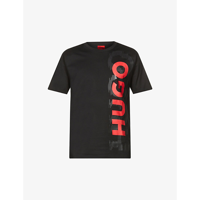 Hugo Graphic Logo-print T-shirt In Black