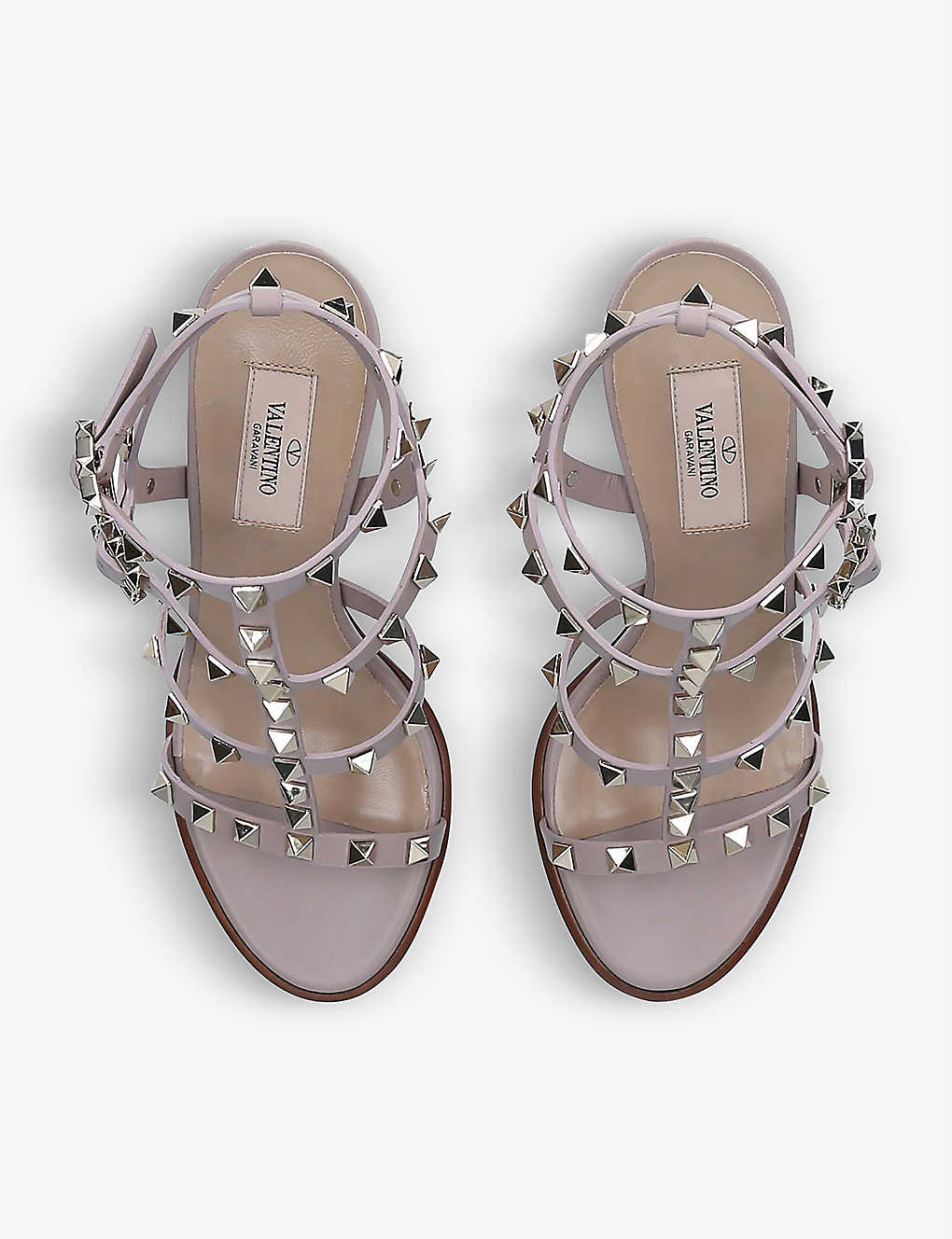 VALENTINO GARAVANI Rockstud open-toe leather heeled sandals
