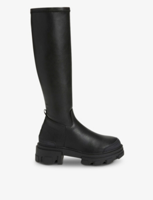 Shop Kg Kurt Geiger Women's Black Trekker Sock Faux-leather Over-the-knee Boots