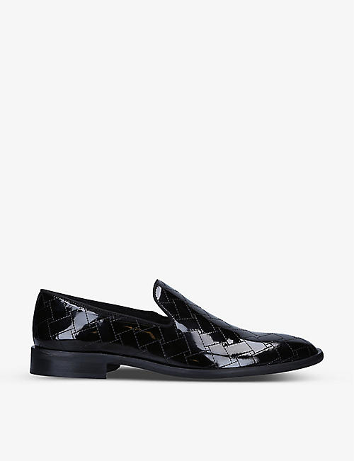 KURT GEIGER LONDON: Spencer quilt-stitch patent-leather loafers